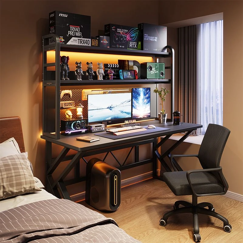 【1239人收藏】台式电脑桌家用书桌书架一体桌子办公桌洞洞板学习桌