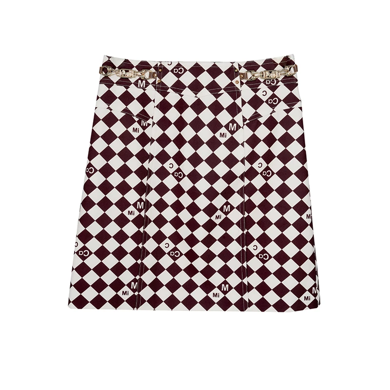 【她翼】春季半身裙高腰时尚百搭女士棋盘格潮流格子BF3102341429