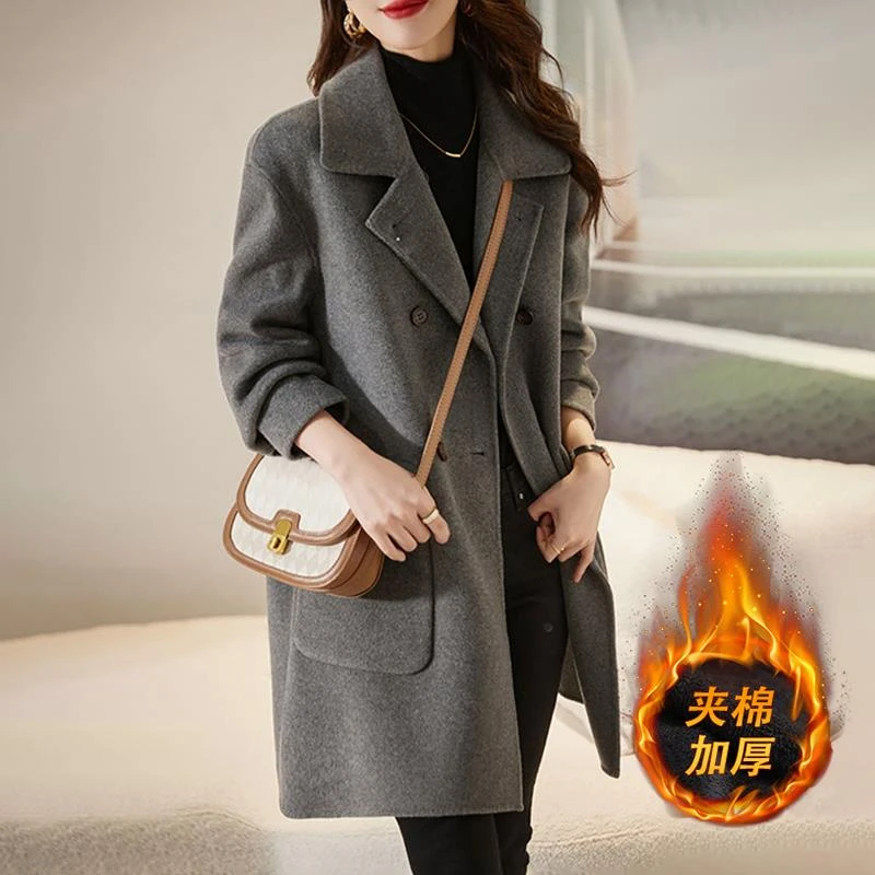 樱鲜灰色西装毛呢外套女士2025新款爆款秋冬季夹加厚呢子大衣高级