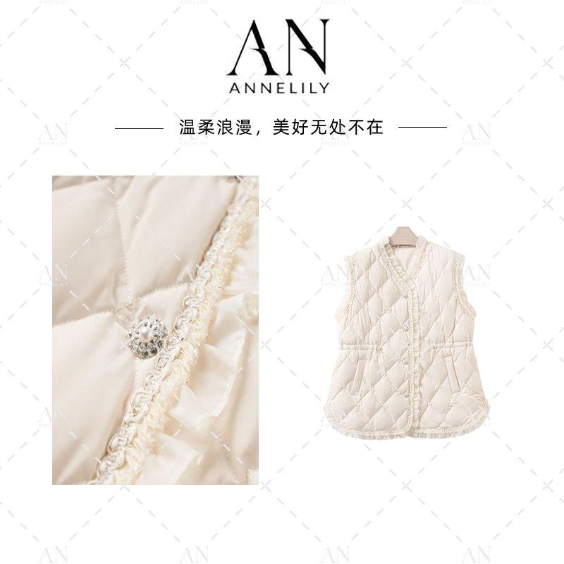 ANNELILY安琪琪【可悠】新款上新时尚轻奢百搭羽绒马甲AM2509145