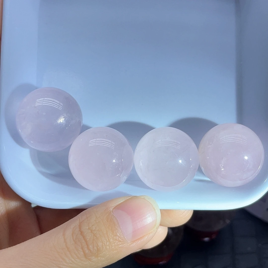 水晶未镶嵌珠宝半成品75粉晶球卡2.4mm无裂