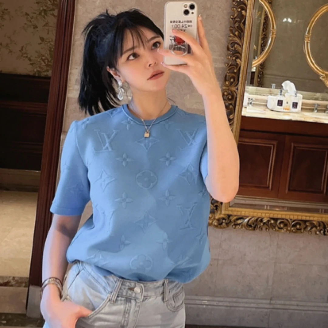 99新 LouisVuitton/路易威登 浮雕三花满印短袖/L码 大码/33761