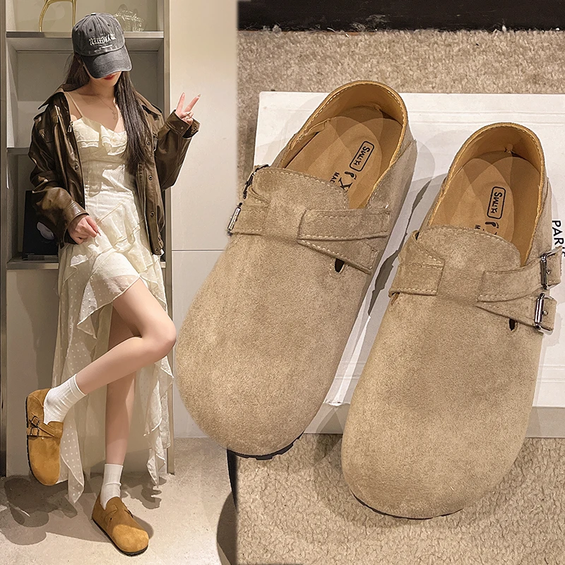 勃肯鞋女秋季春季新款网红一脚蹬厚底全包5cm博肯内增高女鞋子潮