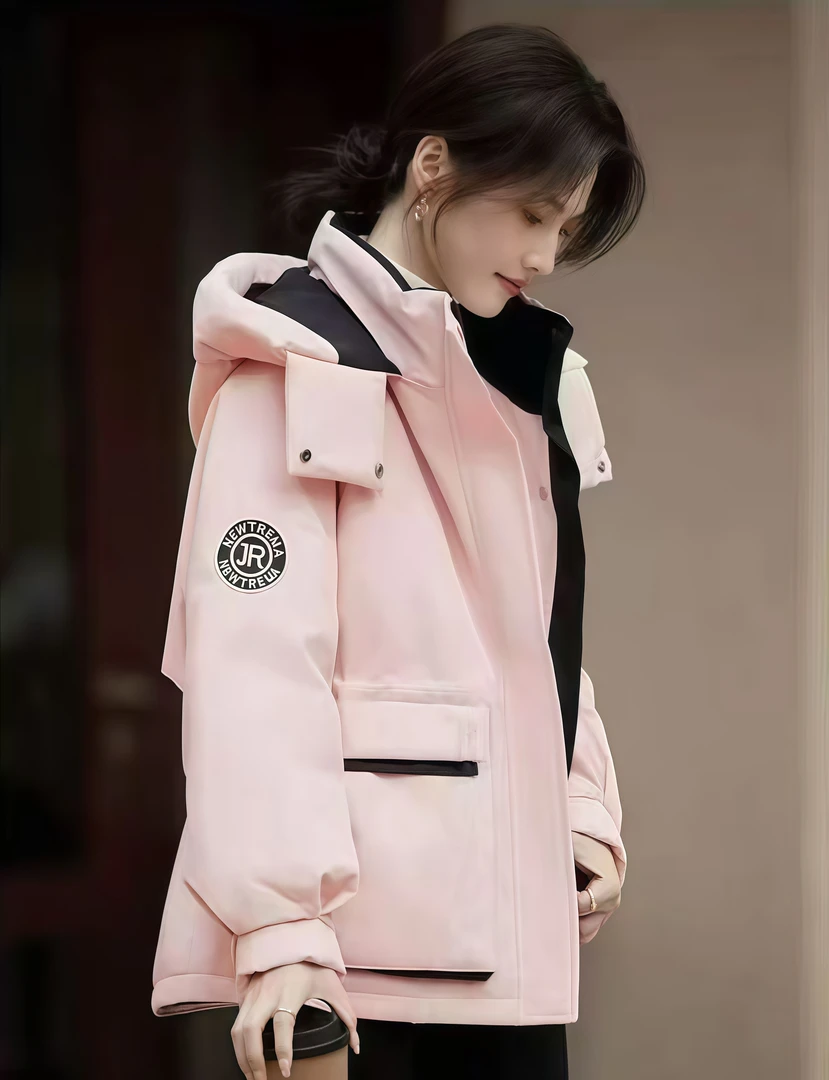 工装派克服羽绒服男女同款2025冬季新款中长款加厚白鸭绒连帽外套