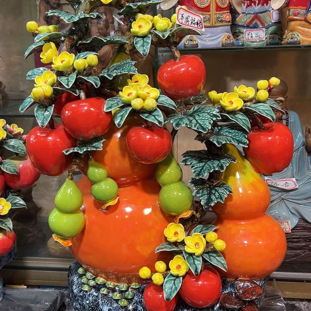 80高特大葫芦苹果石湾陶艺纯手工制作