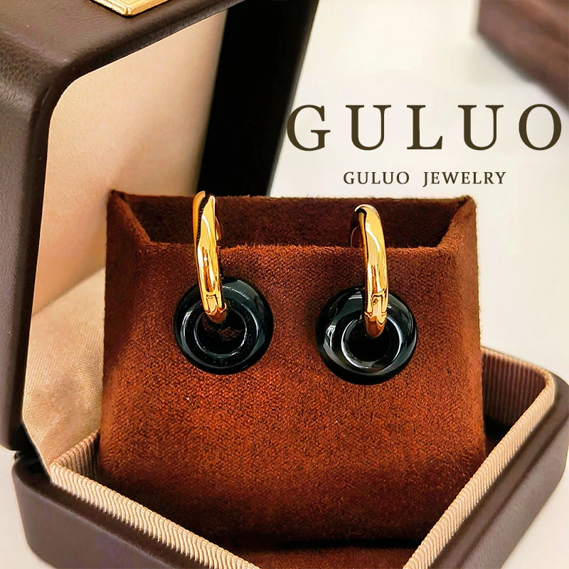 合金耳饰 法式简约轻奢鼻钉小众黑色复古感耳钉耳饰设计师耳扣