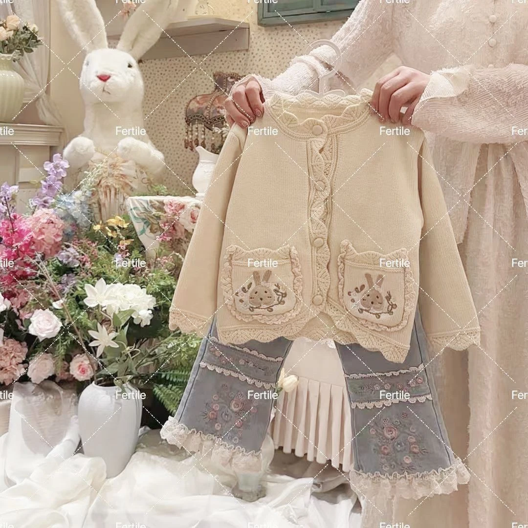 【月光兔语】FLL·25春~兔子刺绣针织开衫52966  会起球介意慎拍