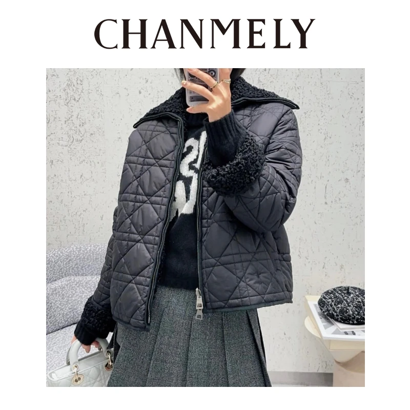 【CHANMELY】24/FW法式戴妃菱形格纹双面穿棉服外套0241562