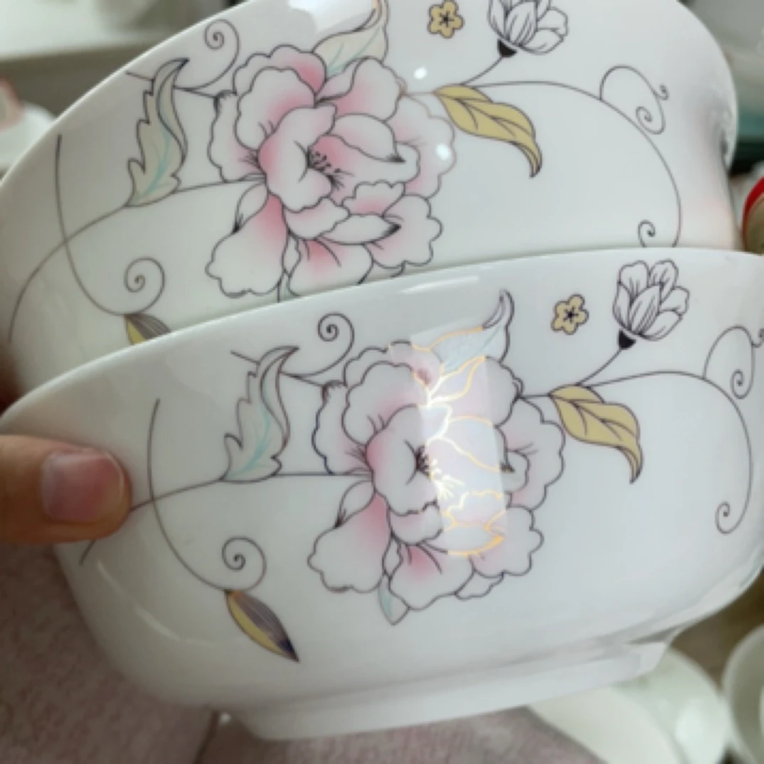 粉色6寸面碗景德镇