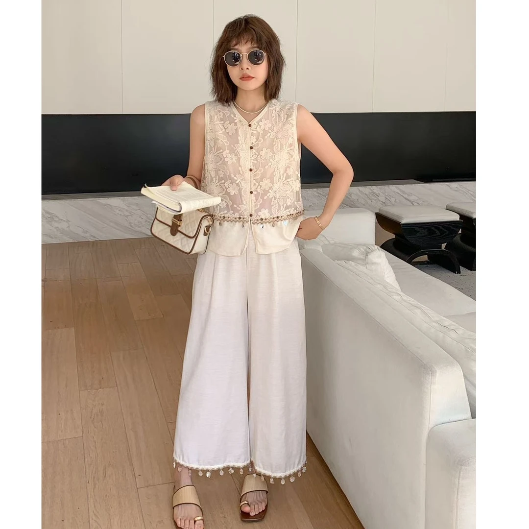 DS52158回味依衣高级感时尚设计师款两件套国风套裤