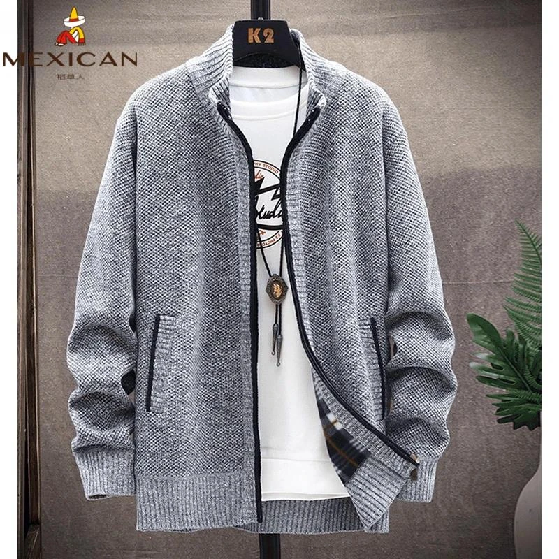 Mexican/稻草人男士简约针织衫外套.春秋季新款休闲宽松开衫长袖