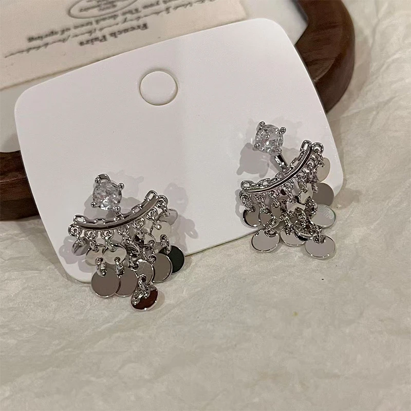 铜合金耳饰 闪钻亮片流苏耳环女时尚气质高级感轻奢耳钉耳饰7182