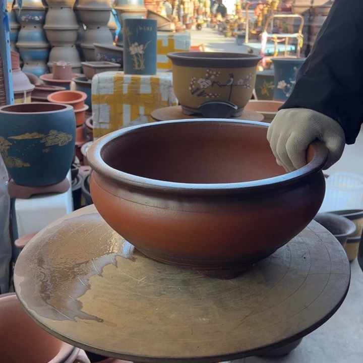 紫砂宜兴紫砂花盆仿古鱼缸大