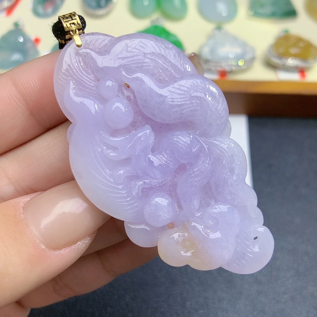 翡翠颈饰18K金镶嵌九尾狐