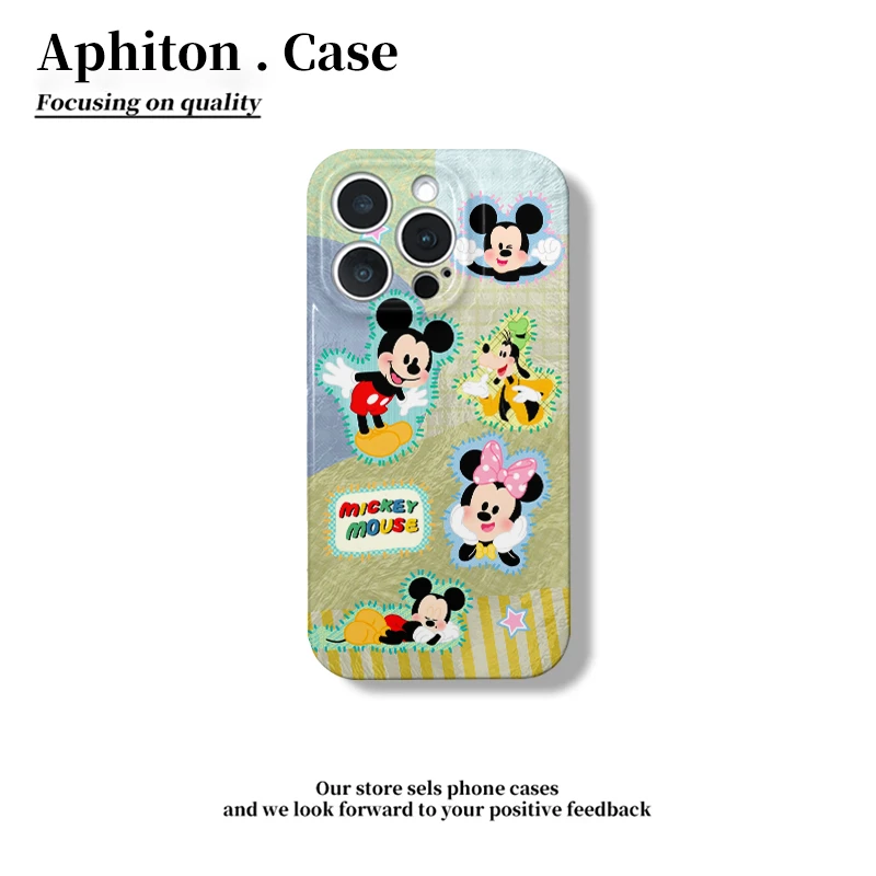 奥菲顿布纹米奇米妮适用苹果17/16菲林手机壳华为P70vivo小米oppo