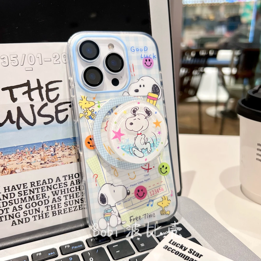 卡通创意可爱小狗防摔磨砂磁吸新款适用苹果手机壳iphone16pro/15