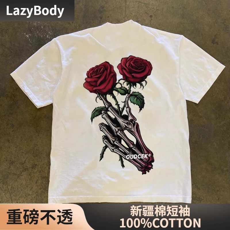 【100%纯棉】时尚男女短袖t恤2025新款夏季男士纯棉休闲创意圆领T恤