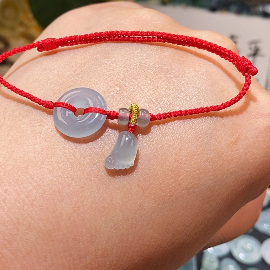 翡翠未镶嵌颈饰平安扣脚丫手绳15