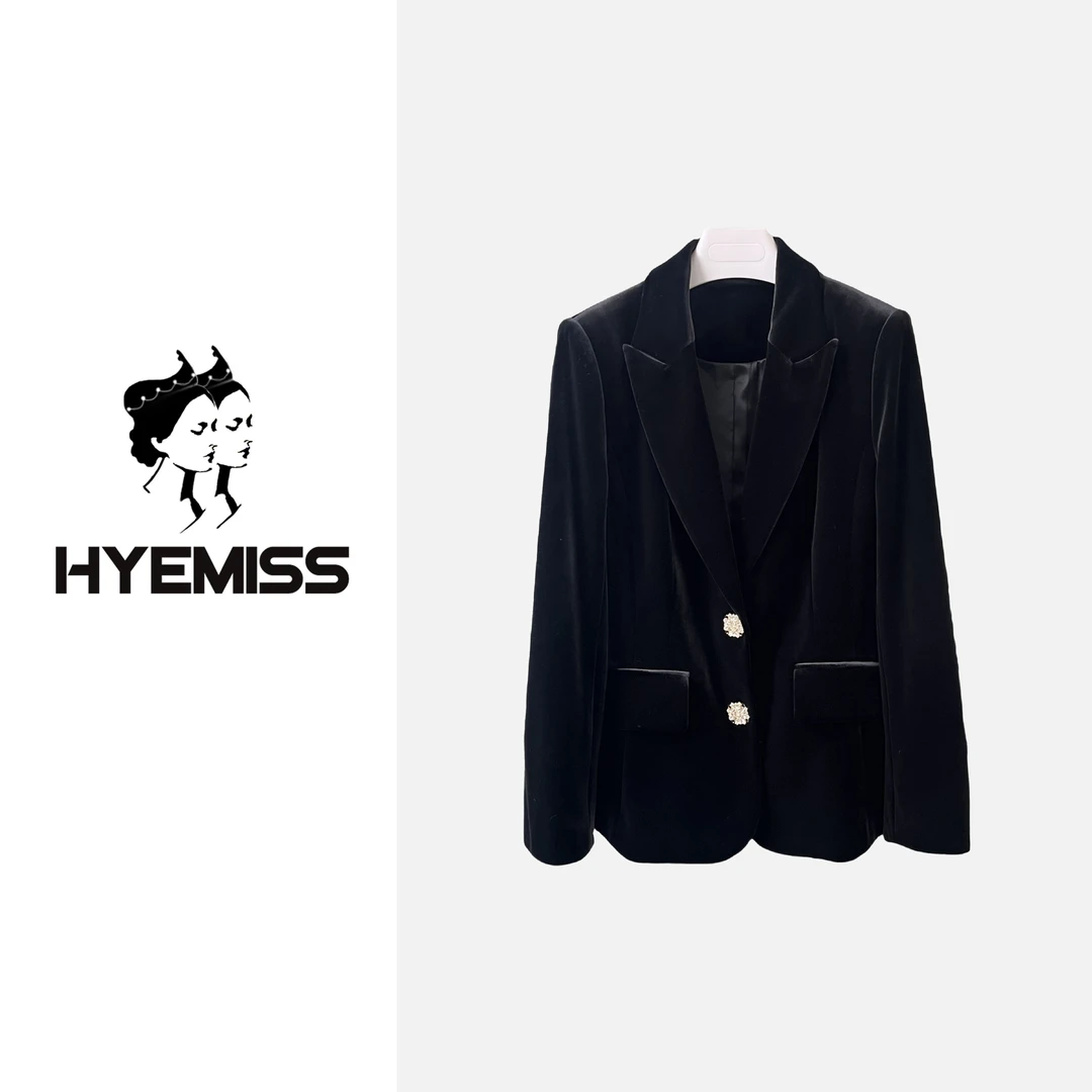 HYEMISSJK240269冬季新醋酸纤维时尚休闲百搭气质轻奢丝绒西装