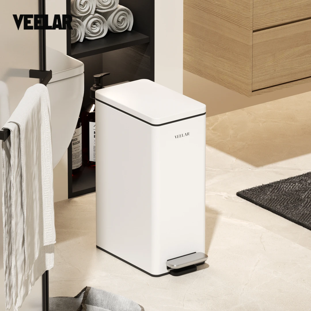 VEELAR卫生间窄缝垃圾桶新家用厕所脚踩带盖隐私防水防臭脚踏式