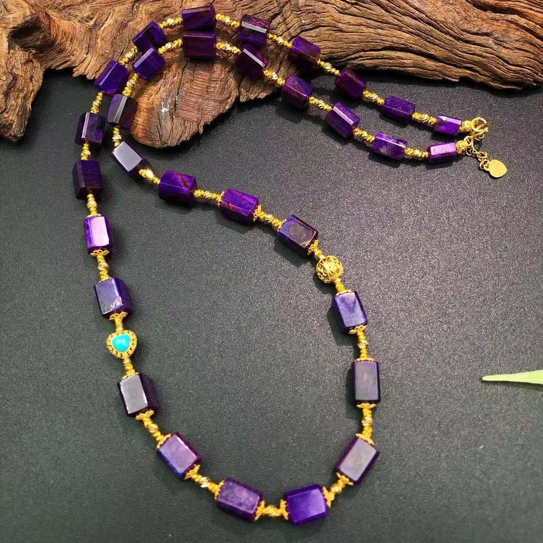 【圣芭黎】18K天然舒俱来项链帝王紫方块5/4多样性发一DD1361