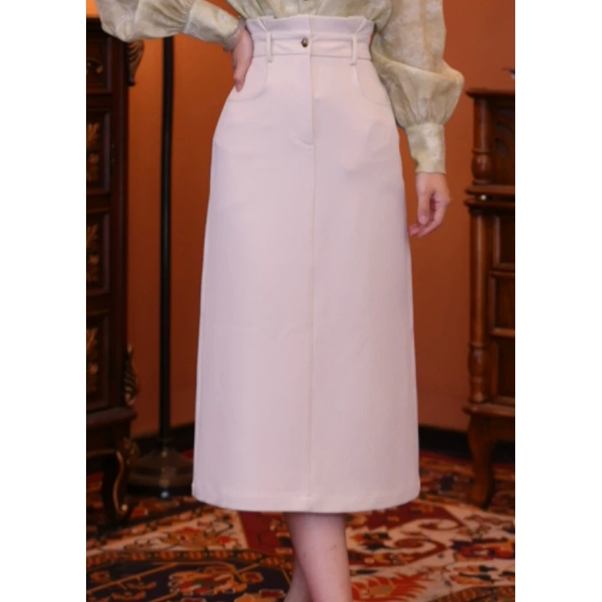 牧子【白梦芭蕾】复古百搭显瘦半身裙高腰女装长裙01508