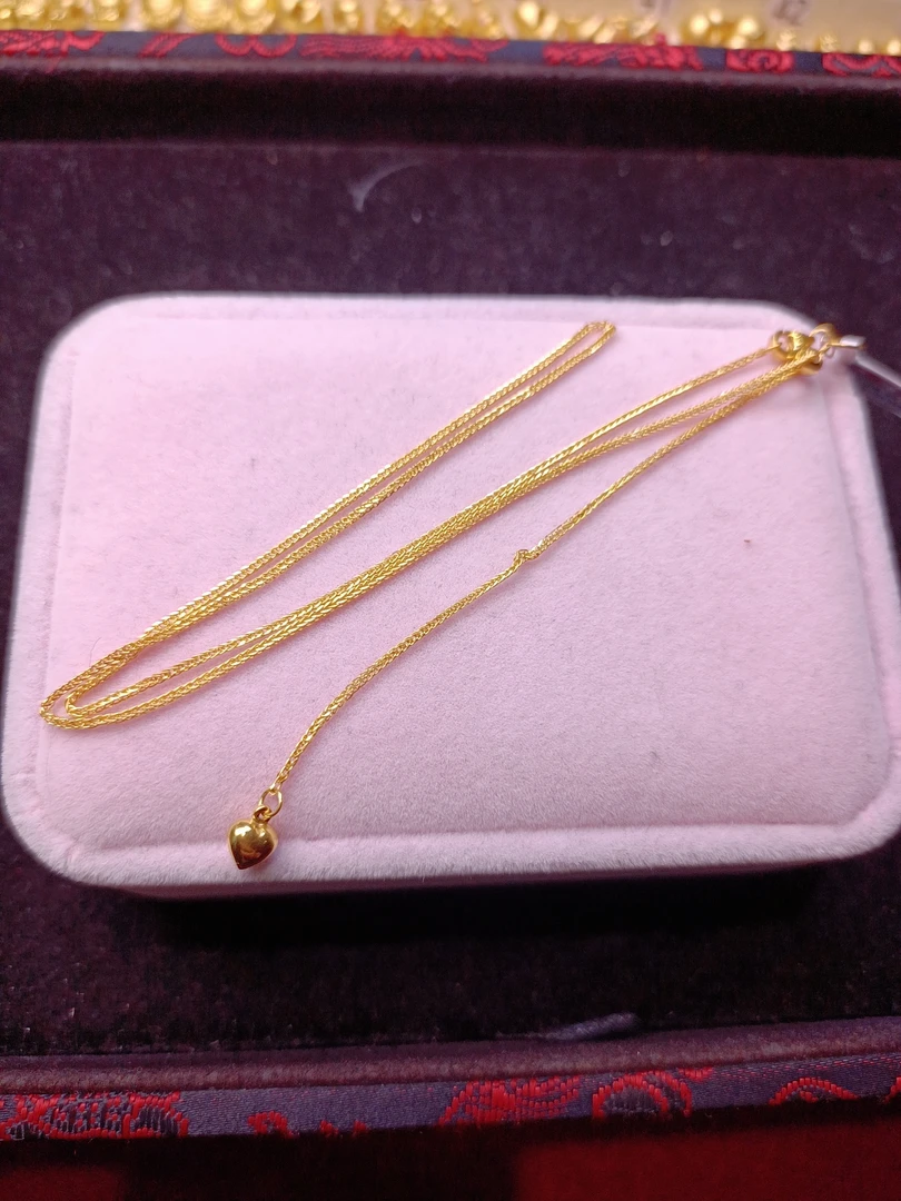 足金999爱心可调节5G45厘米2.34克肖帮项链百搭经典气质精致