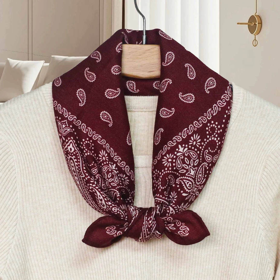 【勃艮D腰果】复古优雅丝光澳毛双面70中方巾秋冬保暖丝毛围巾