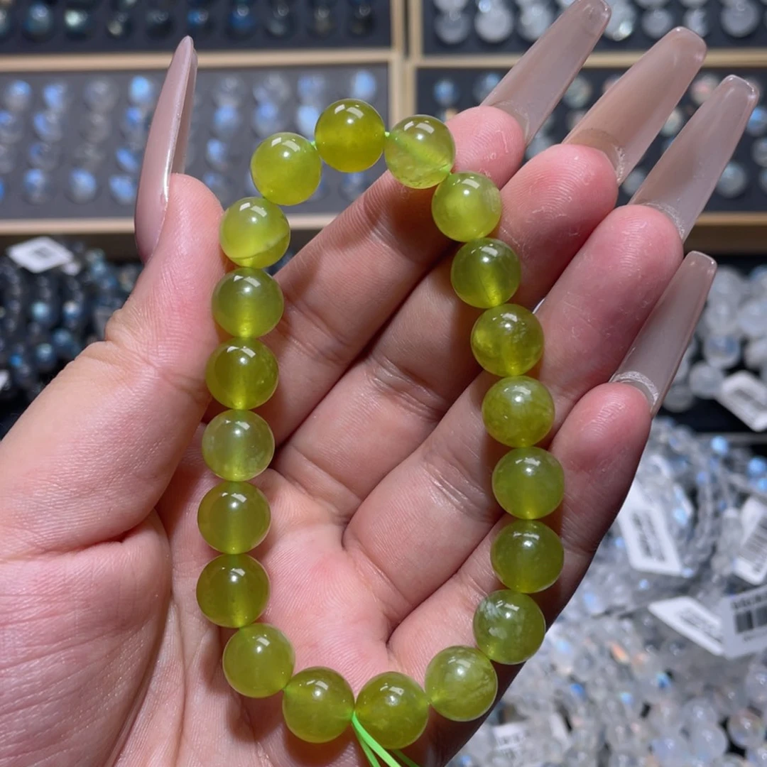 未镶嵌岫玉手链青提奶盖手链10mm