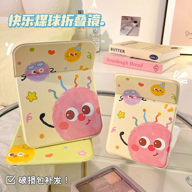 折叠镜子学生宿舍桌面台式可立小随身便携办公室可爱大号化妆镜