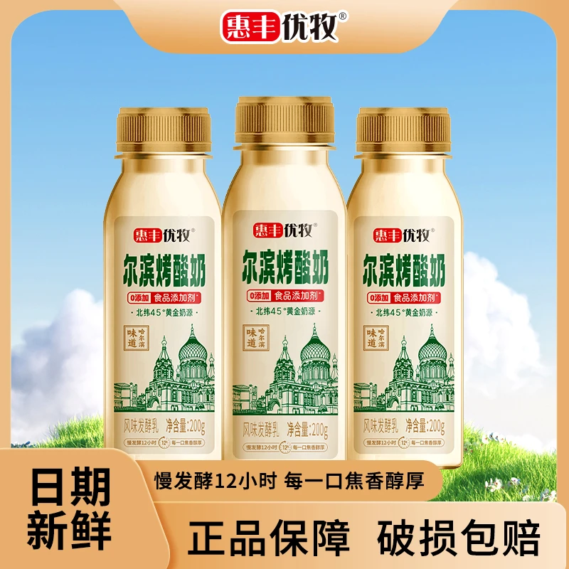 惠丰优牧尔滨烤酸奶生牛乳发酵纯酸奶瓶装bg