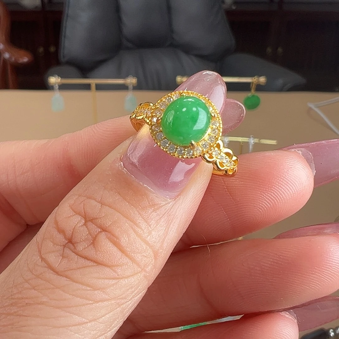 翡翠银S925镶嵌戒指戒指