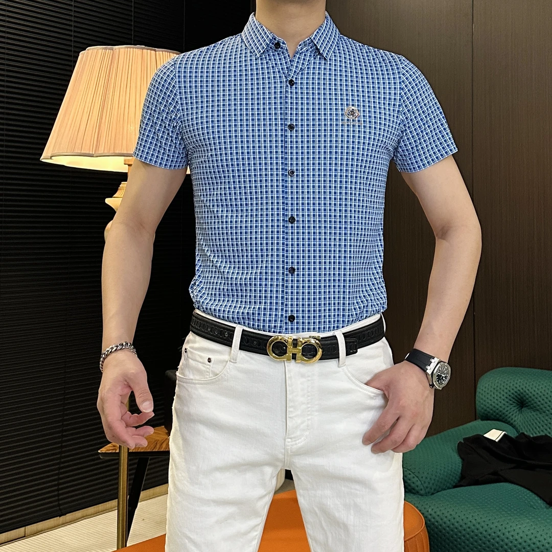 （珍珍男装）2025夏季潮流时尚百搭舒适透气休闲短袖衬衫