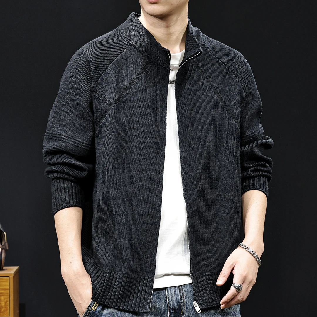 U&PURA2025新款针织纹理拉链开衫毛衣男士外套秋冬潮牌大码休闲