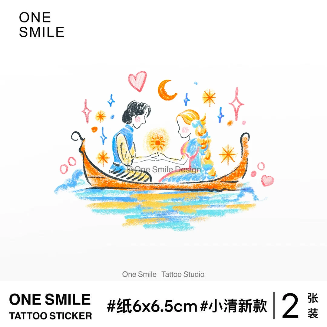 ONESMILE 魔发奇缘 小清新卡通可爱学生儿童防水持久彩色纹身贴