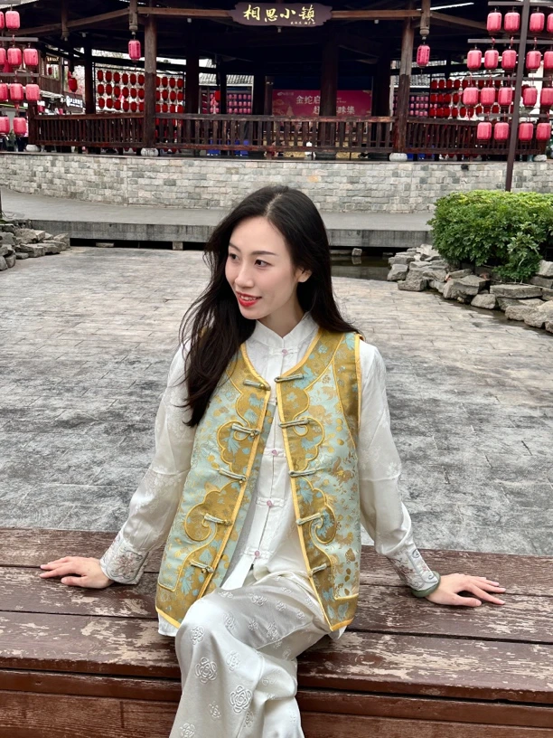 【格格澜浠】新中式新宋锦提花马甲百搭