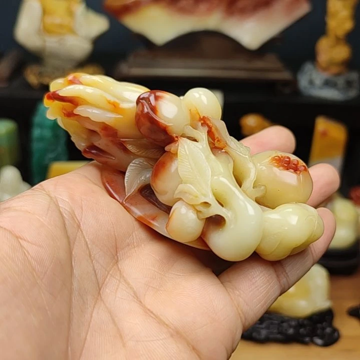 寿山石印石手把件手把件