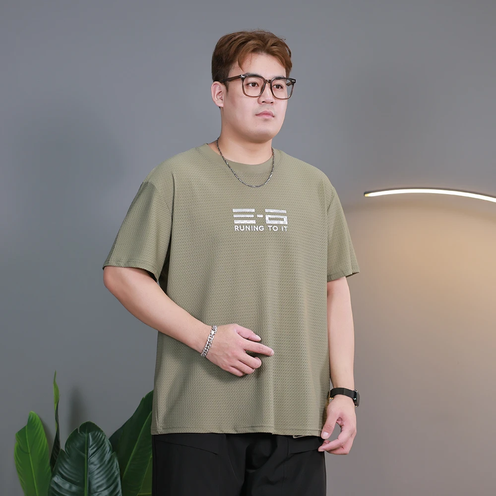 【冰丝短袖】薄款胖子大码男装夏透气速干加肥加大宽松短袖PB420887