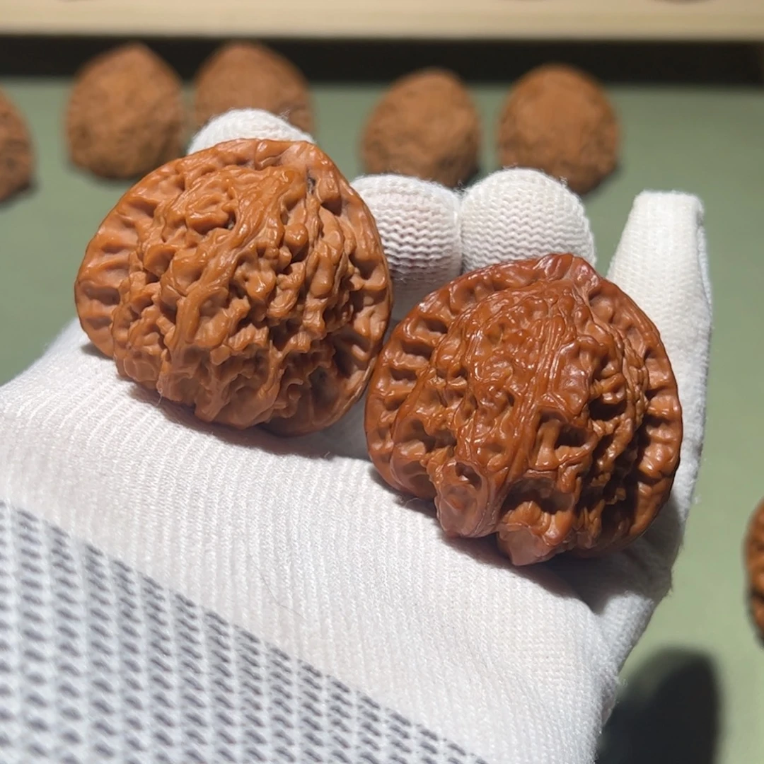 文玩核桃把件40白狮子三角白（二婚）