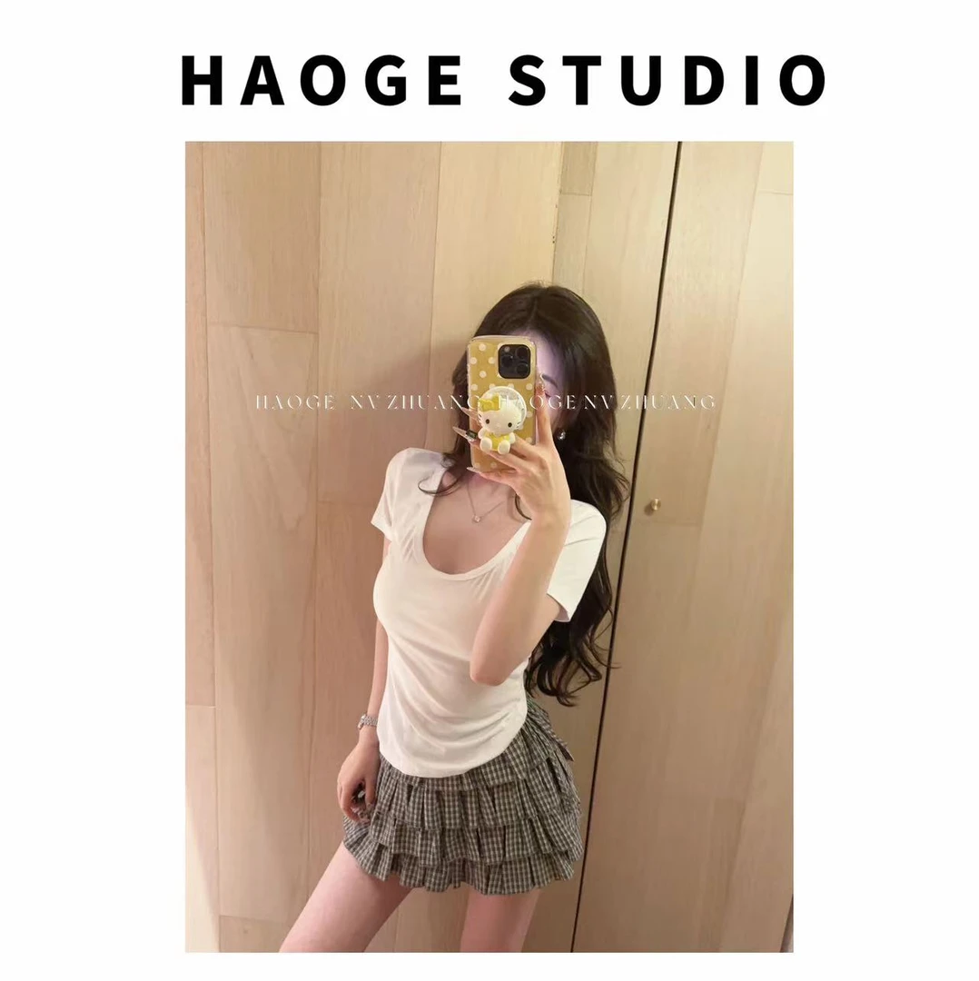 浩哥严选●T恤预C5TX5009A显瘦短款夏季ins简版纯欲风百搭日常款