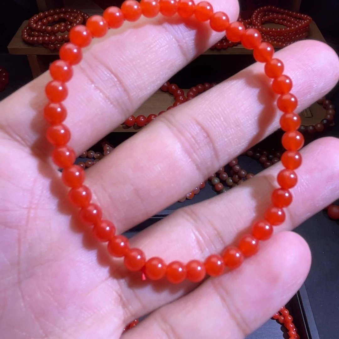 手链未镶嵌南红玛瑙5mm冰红