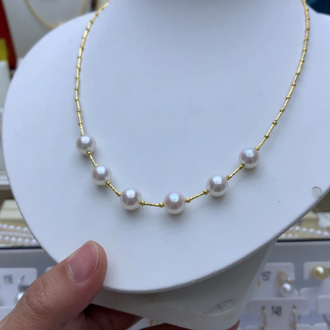 18K金镶嵌项链海水珍珠