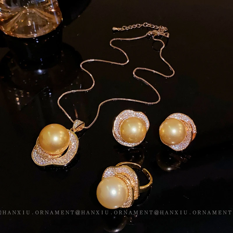 HX微镶花朵项链时尚百搭气质套装吊坠小众新款锁骨链颈链颈饰女