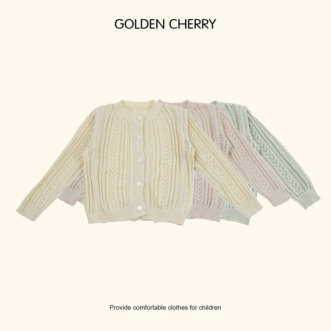 【Golden cherry】儿童纯色五粒扣针织洋气开衫毛衣569510