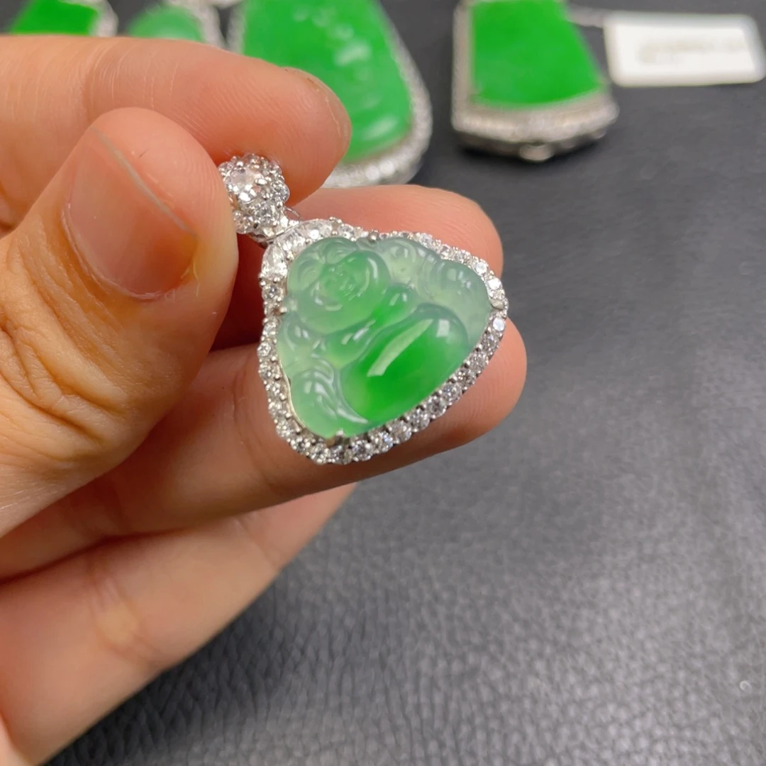 翡翠银S925镶嵌吊坠(不含链)