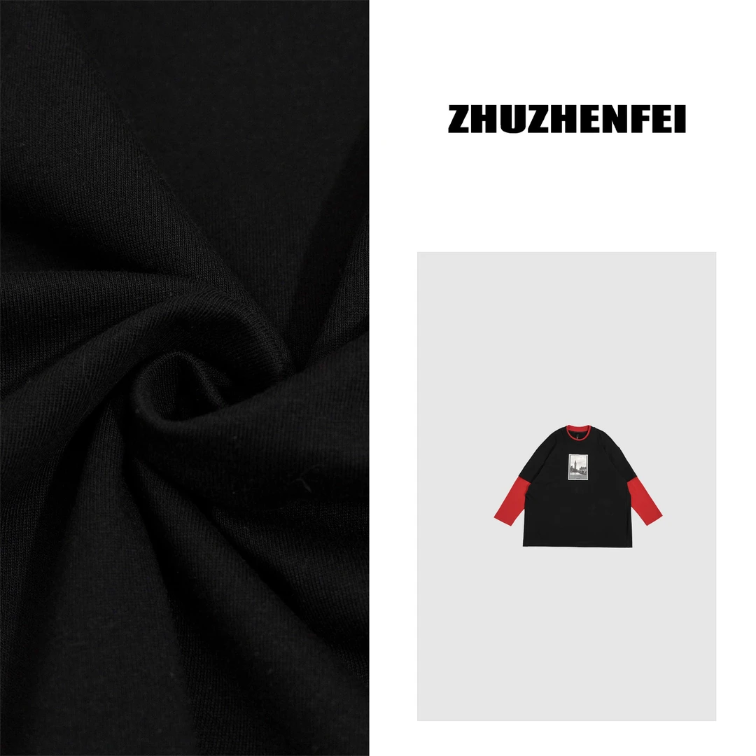 设计师原创新款休闲百搭时尚简约宽松舒适拼色T恤Z352093