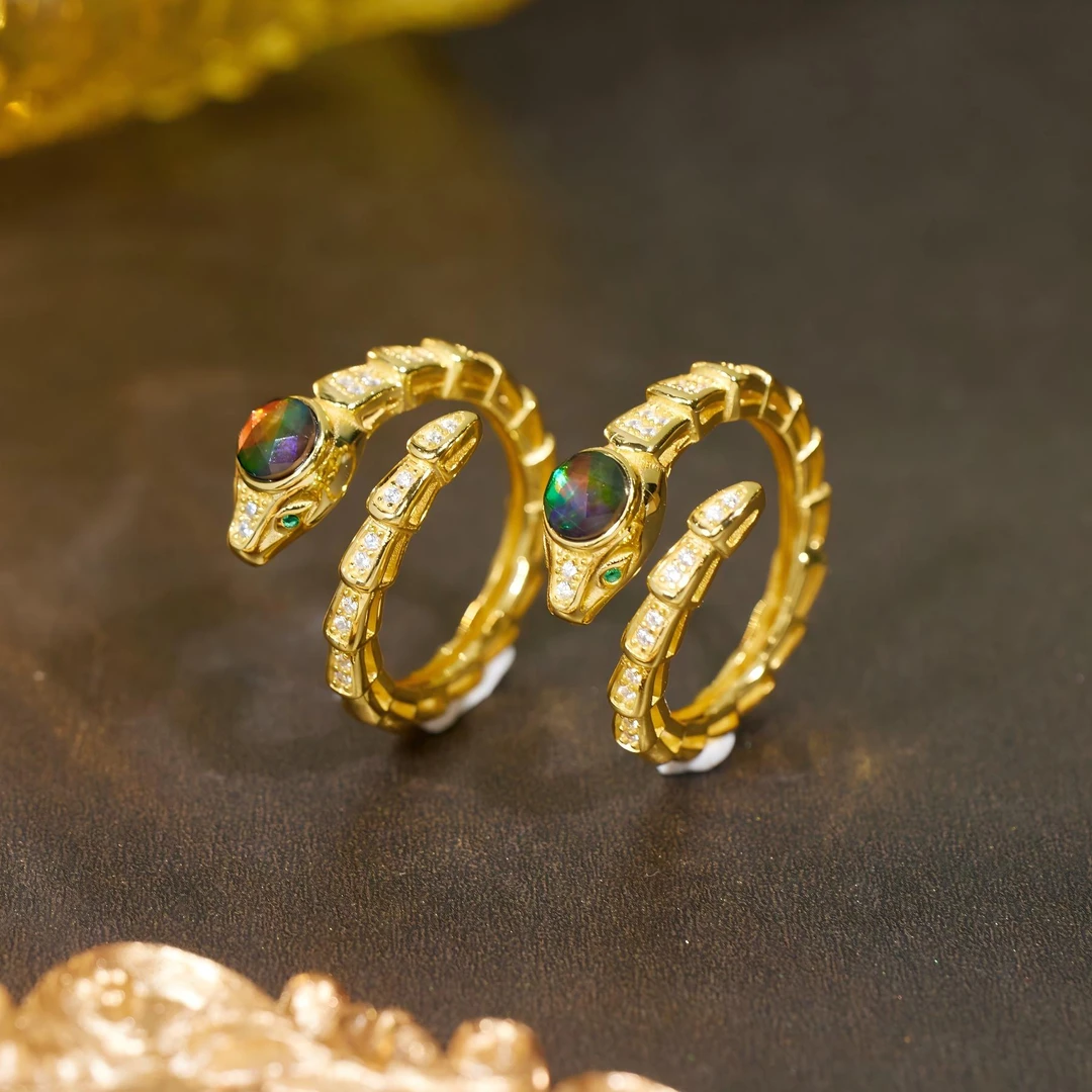 非遗好物分享【歪歪】彩斑石蛇形戒指（李居明）多样性发一）XB-I0324