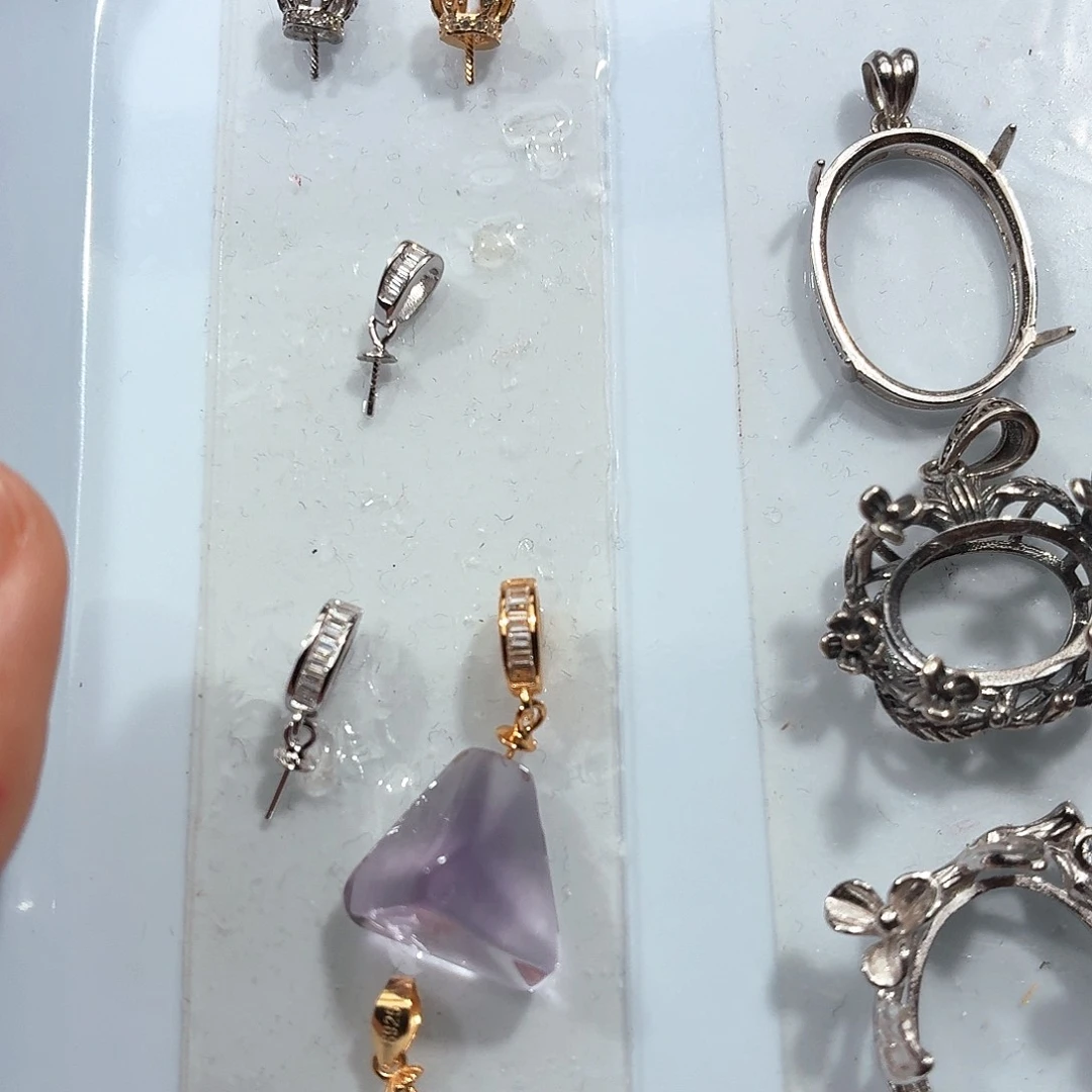 紫晶珠宝半成品银S925镶嵌吊坠