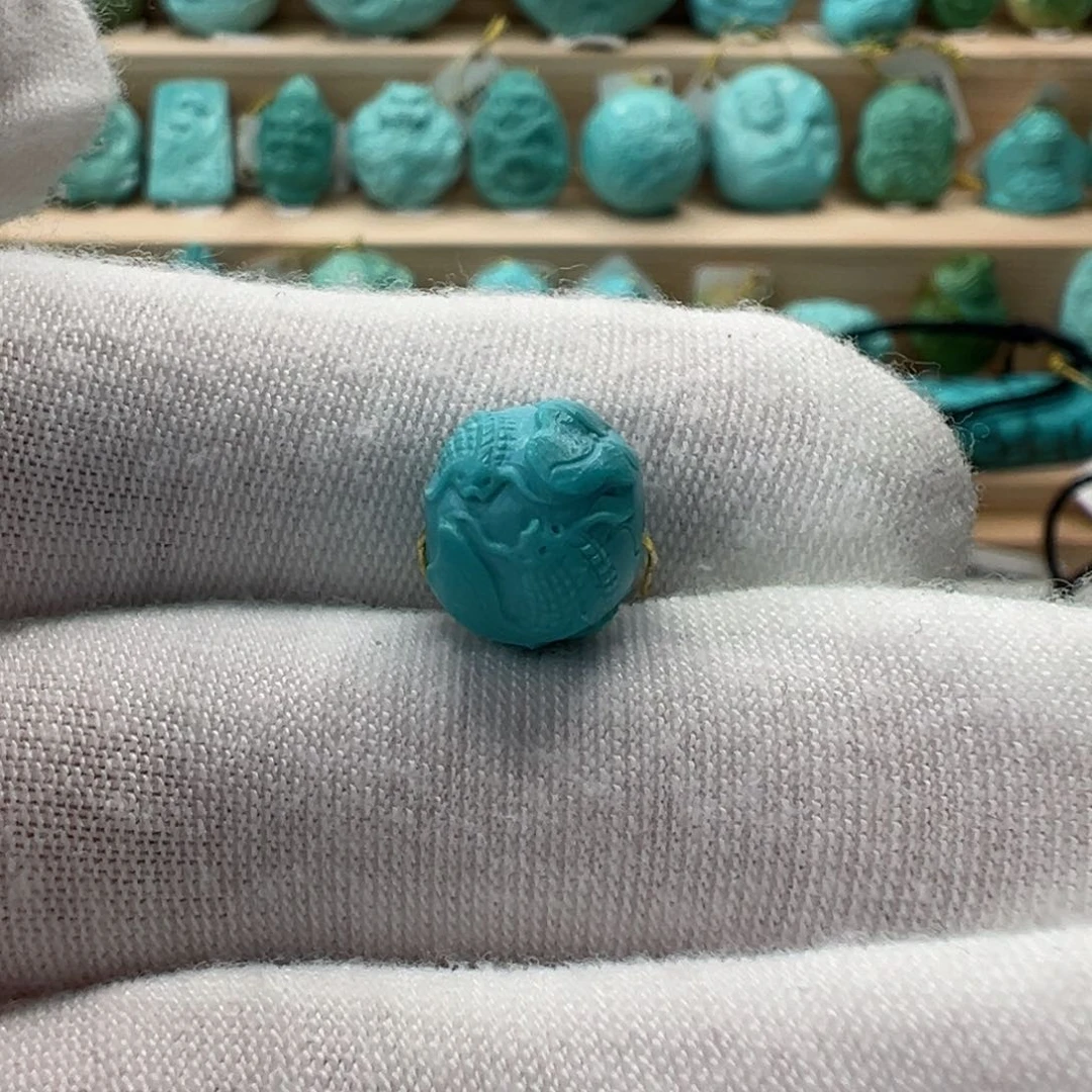 未镶嵌绿松石双鱼珠 10.5mm