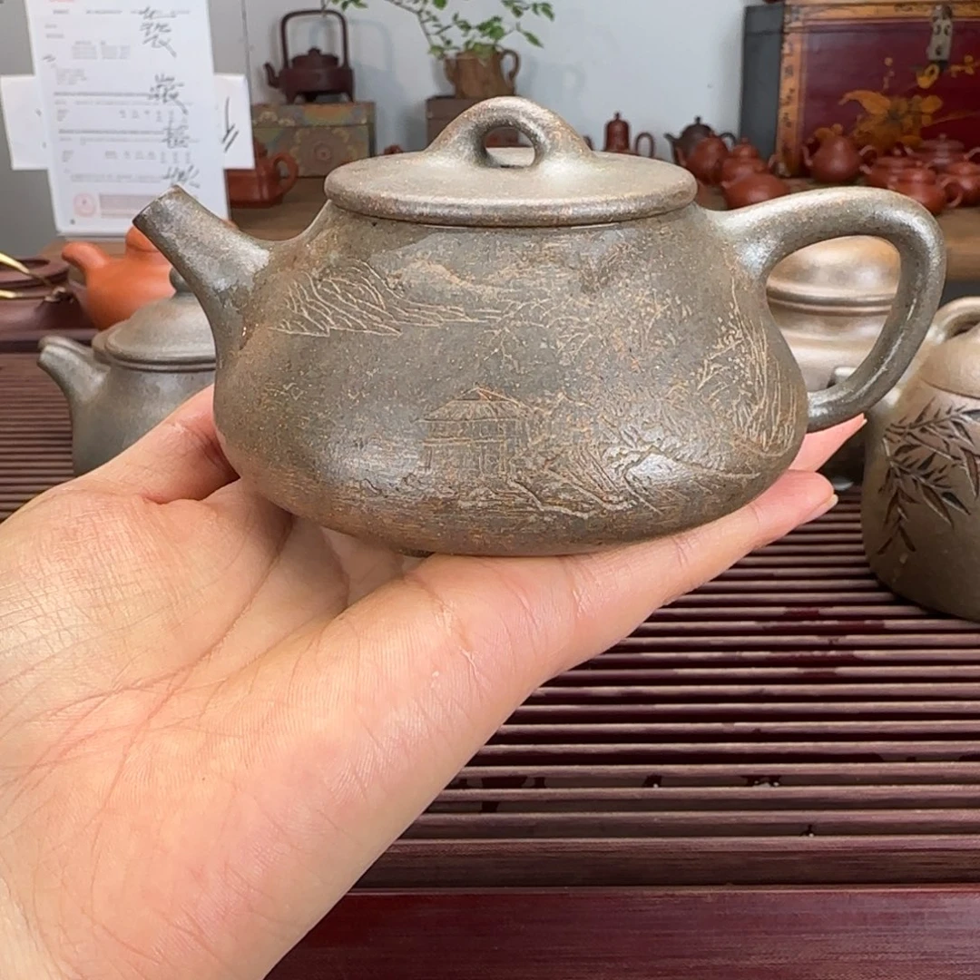 紫砂茶壶黄金段还原烧石瓢200cc